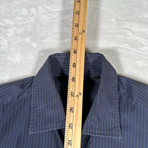 Boss Hugo Boss Shirt Men Size M Blue Stripes Long Sleeve 100% Cotton Button Down - Picture 5 of 8